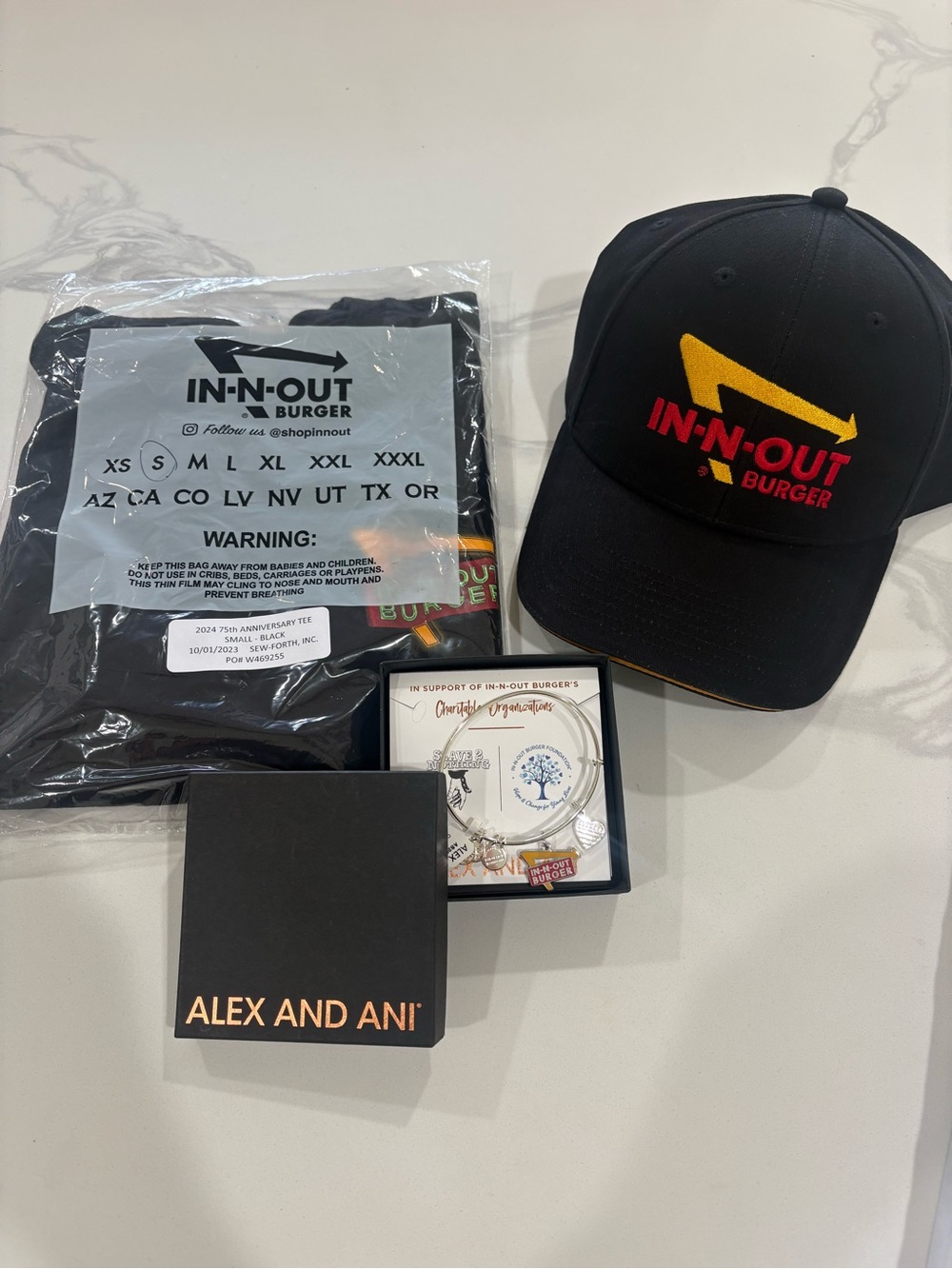 Alex and Ani Silver Bracelet with Red & Yellow In-N-Out Burger Charm